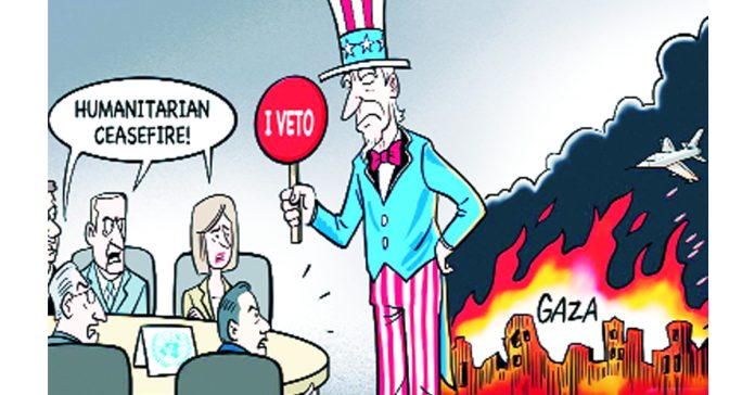 America is protecting Israel's massacre with a veto!