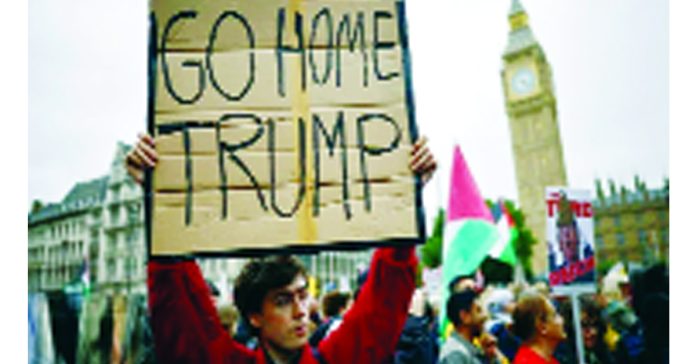 Protest on one side...and anger on the other