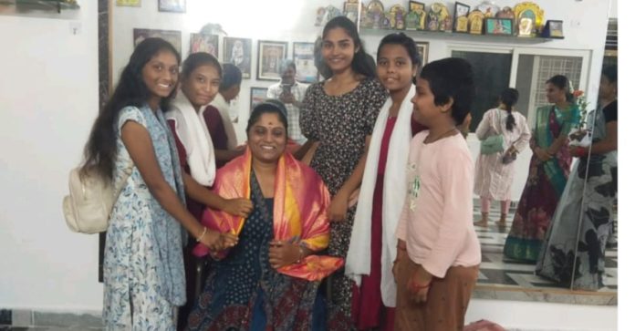 Children honor dance teacher