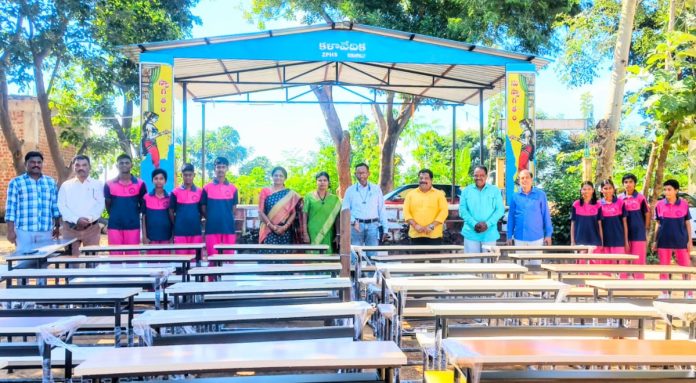 Distribution of desks and benches to Komanpally School