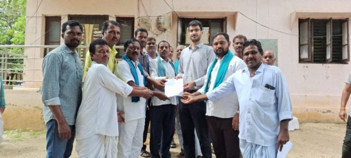 Farmers submit a petition to the Sub-Collector to resolve their problems