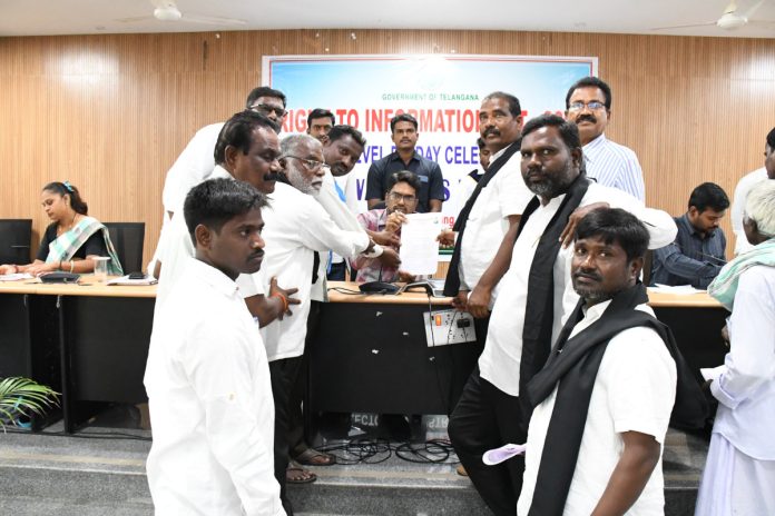 MRPS dharna in front of the Collectorate to protest against the attack on the Supreme Court Chief Justice