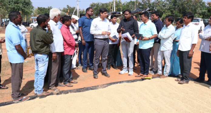 Collector inspects paddy procurement center in Narsampally