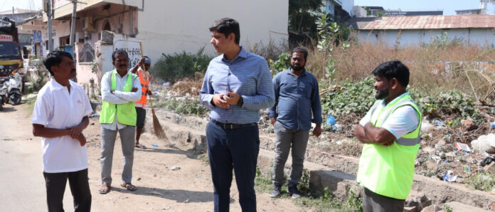 Collector inspects sanitation works