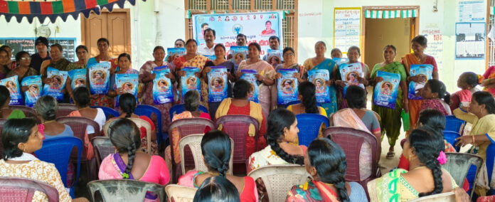 Distribution of Indiramma sarees in the mandal