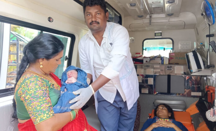 Woman gives birth in 108 vehicle..
