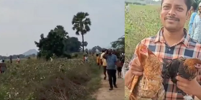 హైవే పక్కన రెండు వేల నాటు కోళ్లు..ఎగబడ్డ జనం