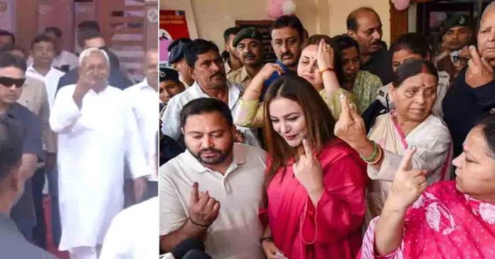 ఓటు వేసిన నితిష్, తేజస్వీయాదవ్..9గంటలకు పోలింగ్ శాతం ఎంతంటే?