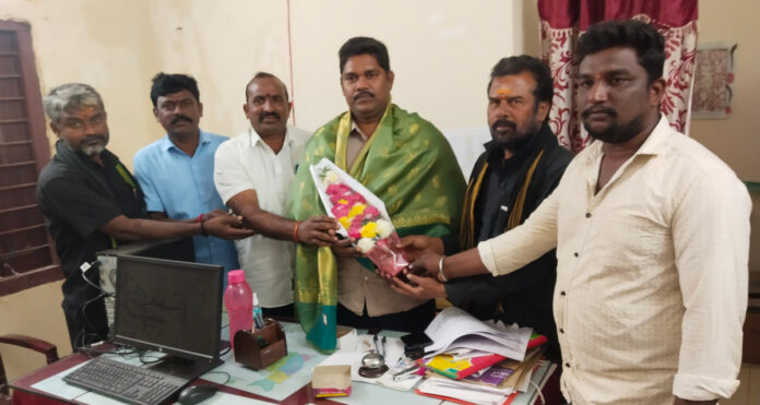 Sarpanch Seenu felicitated the MPDO and Tahsildar
