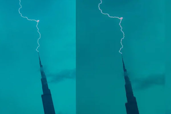 బుర్జ్ ఖలీఫాపై పిడుగు..వీడియో వైరల్