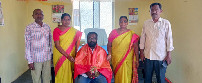 Angan teachers felicitate Tadicherla Sarpanch