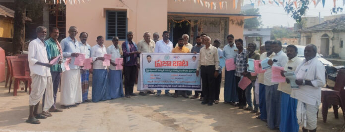 Electricity officials are on the public road..