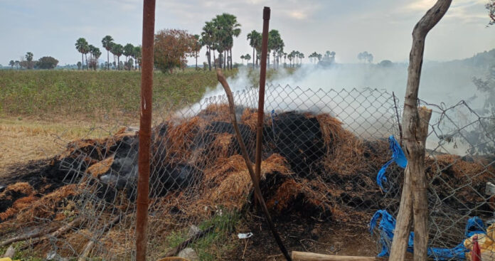 Hay burning in barns