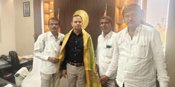 Mallaram Sarpanch Rajaiah meets the Collector