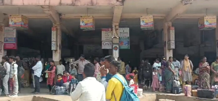 Passengers crowd at Ashwaraopet bus stand