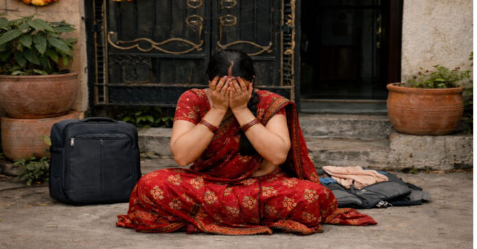 భర్త ఇంటి ముందు భార్య ధర్నా