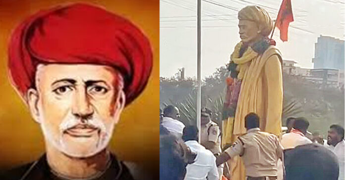 Attempt to remove Jyotirao Phule's statue.