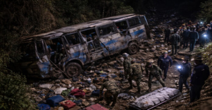 Eight people killed as wedding party bus falls into ravine
