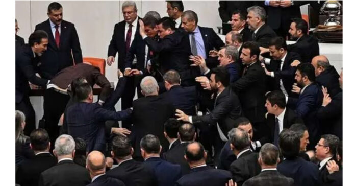 Fistfights in the Turkish parliament