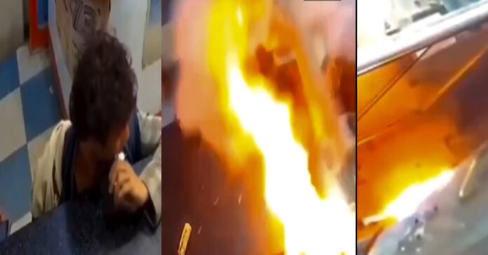 Cellphone battery explodes in banknote