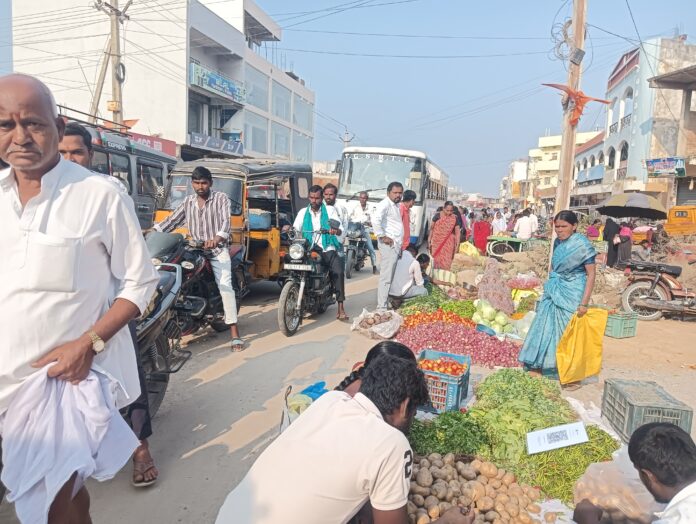 Weekend market on the road