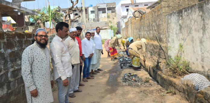 Sanitation work in the mosque area