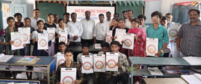 Distribution of exam pads and pens to students