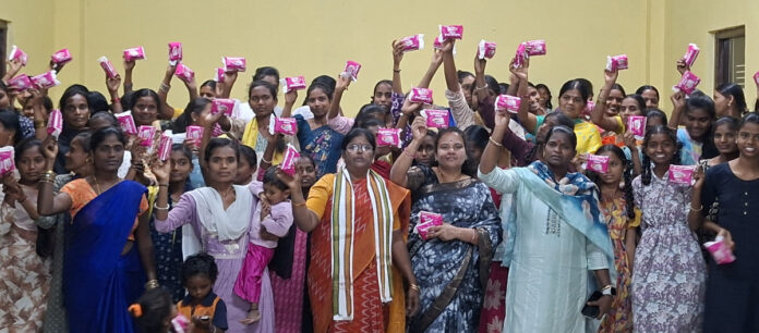 Distribution of sanitary pad kits to women