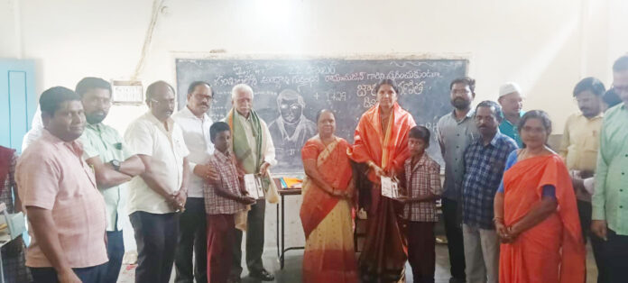 Sarpanch distributes hall tickets to students