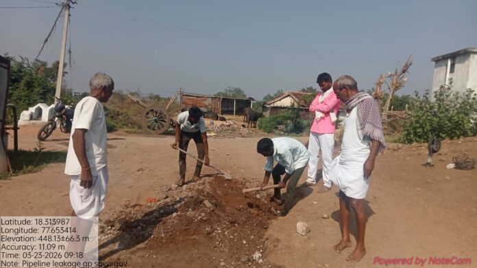 పైప్ లైన్ లీకేజీ పనులను పూర్తి చేయించిన గ్రామ సర్పంచ్