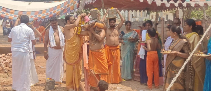 Groundbreaking ceremony at Panchamukha Anjaneyaswamy Temple
