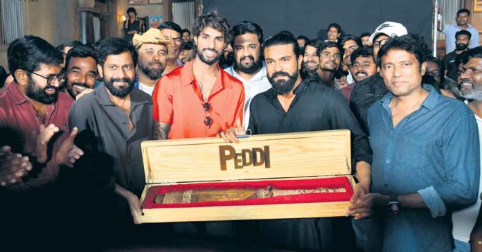 Tilak Varma on the set of 'Peddi'