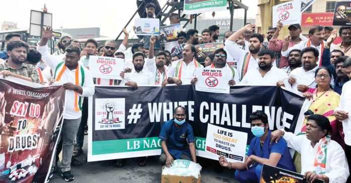 LB Nagar Junction Tense Amidst 'Say No to Drugs' Challenge