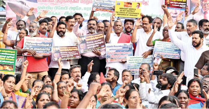 Protests in Chennai against attack on Iran