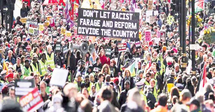 Protesters march in London