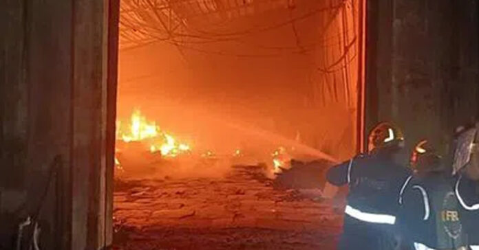Fire accident in plywood warehouse