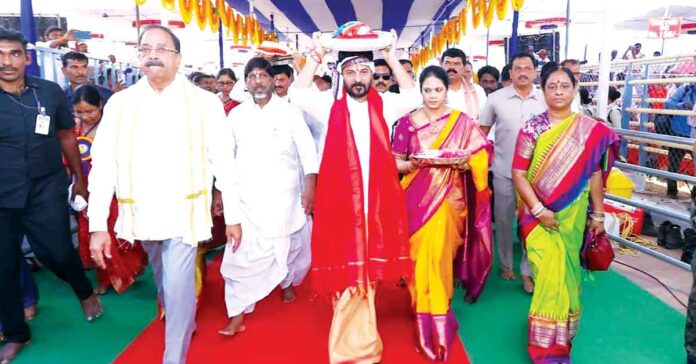 Sita and Rama's celestial wedding celebrated with grandeur.