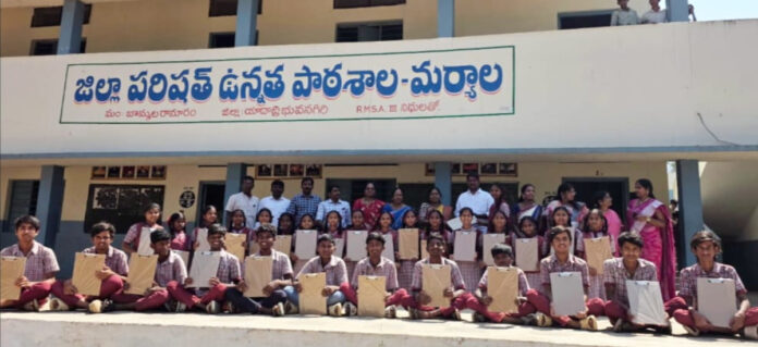 Distribution of exam pads to students..