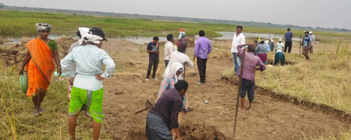 Sarpanch inspects employment work