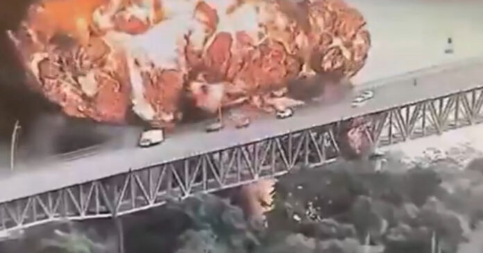 Huge explosion in the Panama Canal..