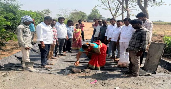 Foundation stone laying for CC road works.