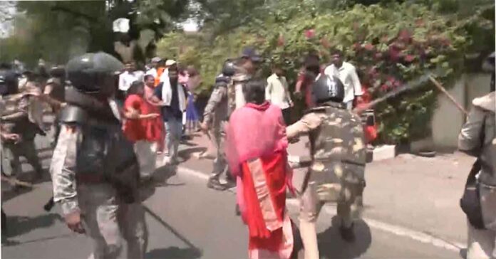 Tension at CM's house in Madhya Pradesh..lathi charge