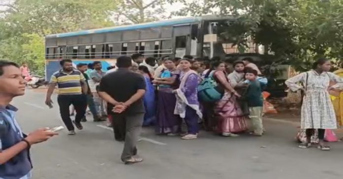 RTC bus, trolley collide with auto