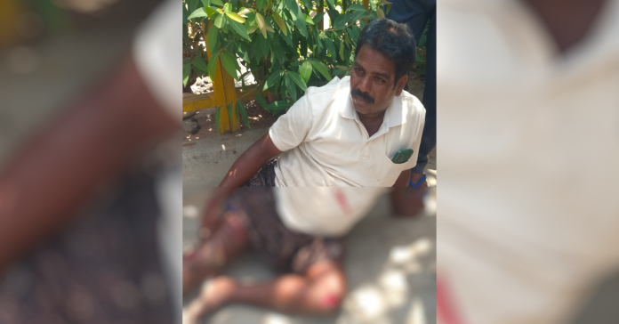 బైకును ఢీ కొట్టిన కారు వ్యక్తికి గాయాలు