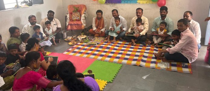 Mass Aksharabhyasam (Initiation into Writing) at the Upper Primary School