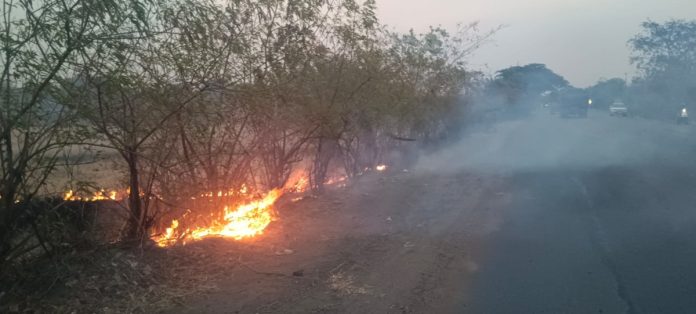 Fires in dry fields..