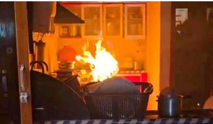 Fire accident due to gas leakage