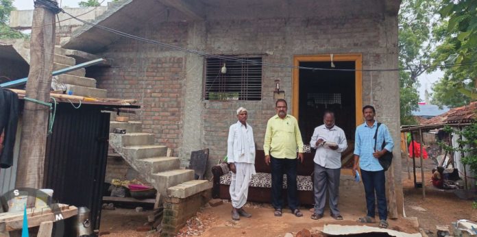 MPDO inspects construction of Indiramma houses.
