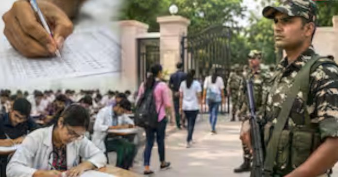 Security provided by paramilitary forces for the NEET re-exam.