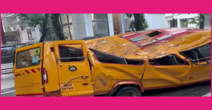 tree falls on school bus in Mumbai